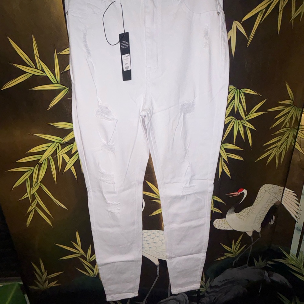 Fashion Nova White Ripped Jeans